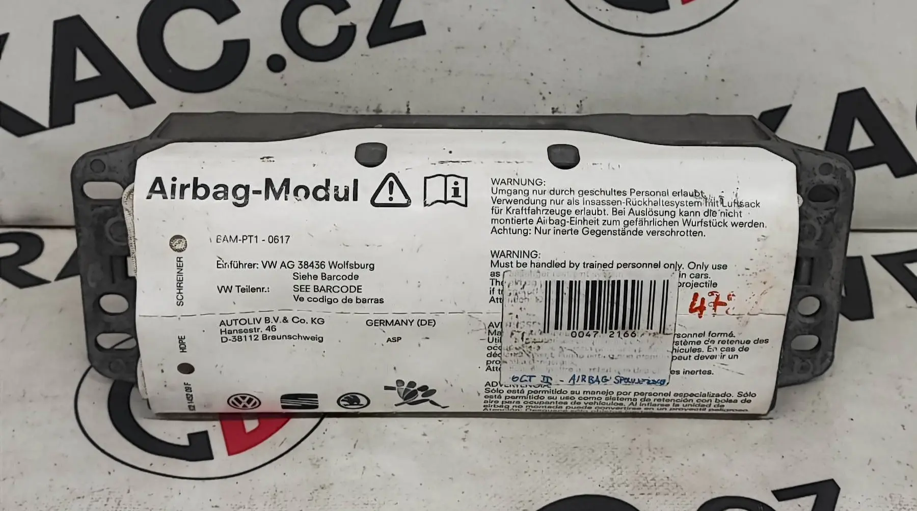 Airbag spolujezdce – Škoda Octavia II 2004-2008