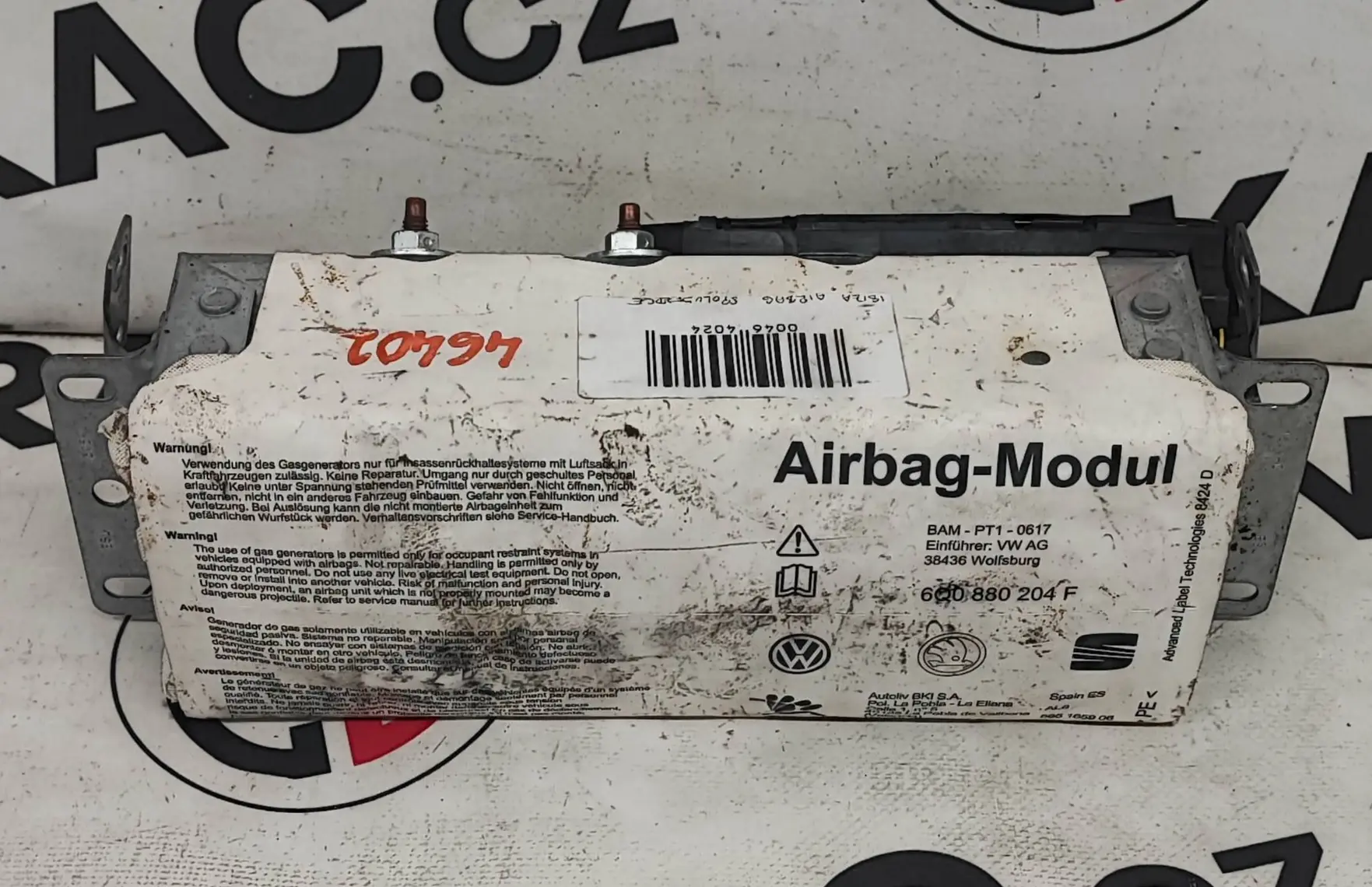 Airbag spolujezdce (6Q0880204F) – Seat Ibiza 2002 - 2009
