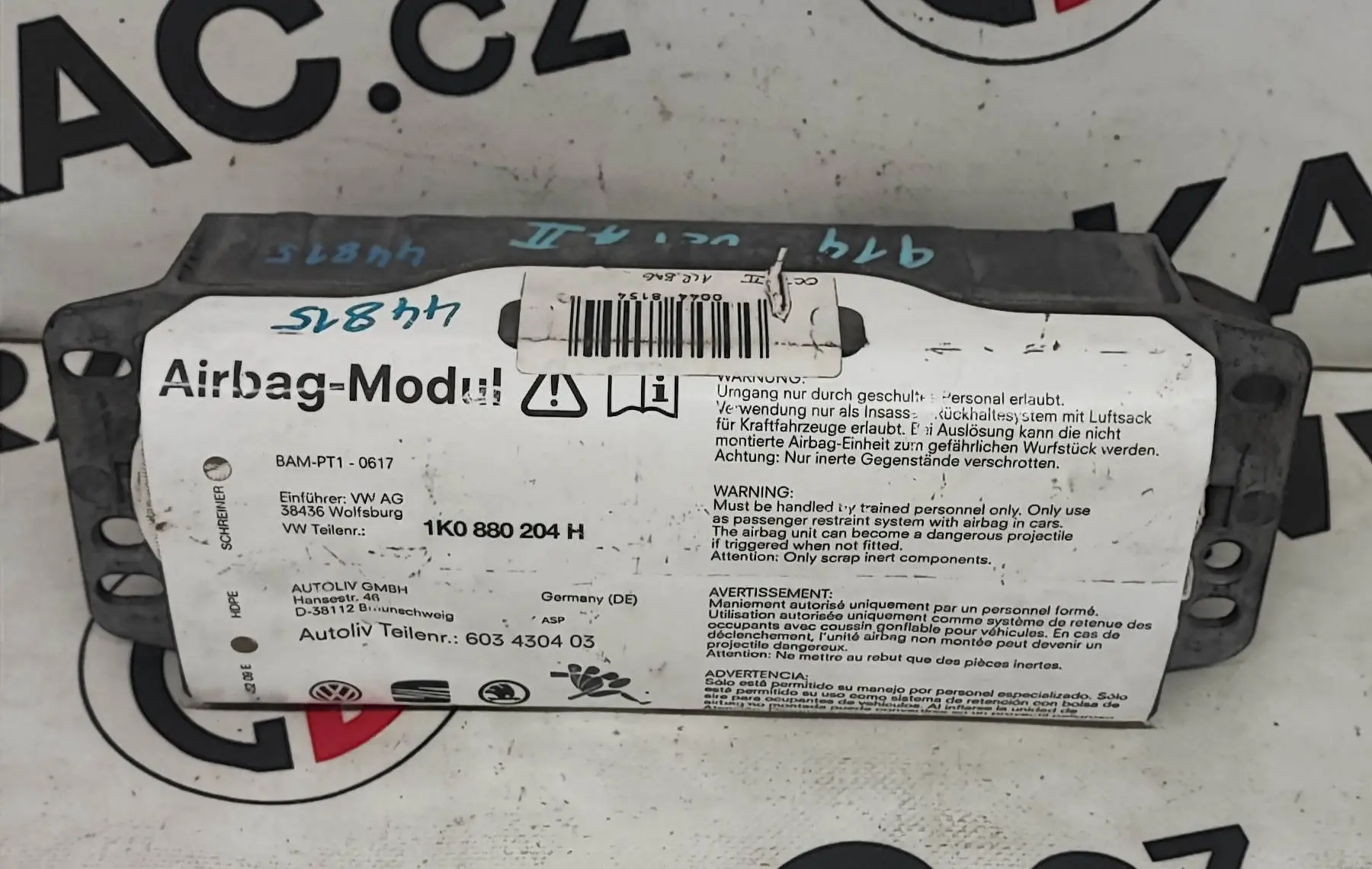 Airbag spolujezdce – Škoda Octavia II 2004-2008