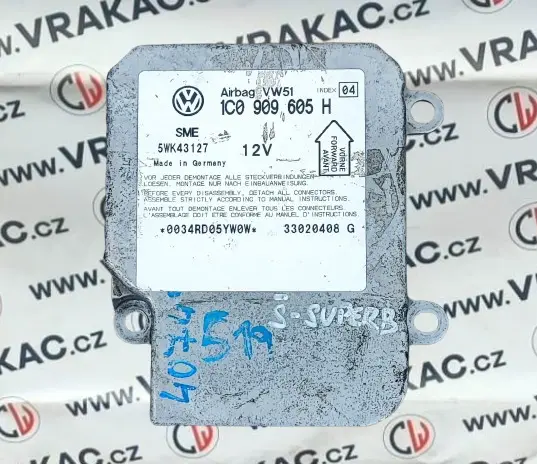 Řídící jednotka airbagu (1C0909605H) – Škoda Superb 2001-2008