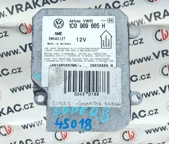 Řídící jednotka airbagu (1C0909605H) – Škoda Superb 2001-2008