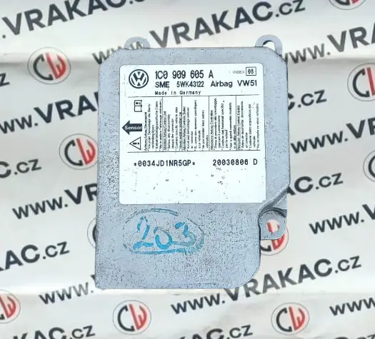 Řídící jednotka airbagu (1C0909605A) – Volkswagen Bora 1998-2005