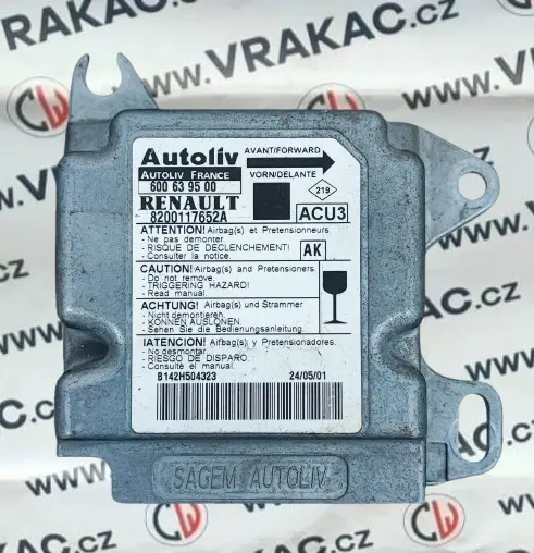 Řídící jednotka airbagu (8200117652A) – Renault Scenic 1996-2001